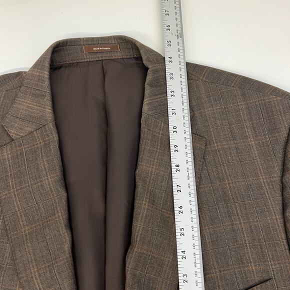 Peter Millar Men's Blazer Sport Coat Jacket Brown Plaid Glen Check‎ Wool 48 - Picture 7 of 16